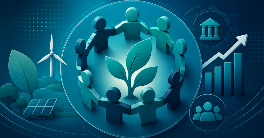ESG em cooperativas — gráfico de sustentabilidade e gestão cooperativa
