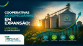 Silo de grãos ao entardecer — cooperativas agropecuárias expansão 2026, estratégia de crescimento no agronegócio brasileiro